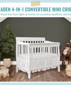 Dream On Me Aden 4-in-1 Convertible Mini Crib In White, Greenguard Gold Certified, Non-Toxic Finish, New Zealand Pinewood, With 3 Mattress Height Settings 23 81vfzMIfXwL