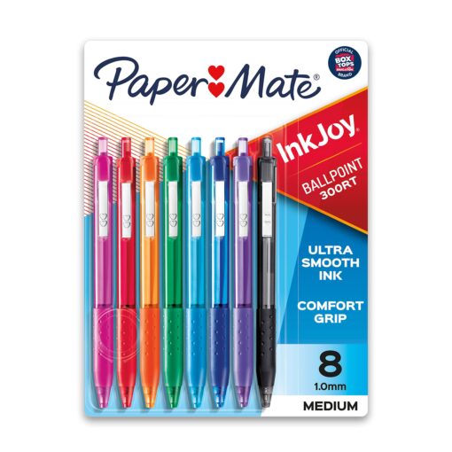 Paper Mate InkJoy 300RT Retractable Ballpoint Pens, Medium Point (1.0mm), Assorted, 8 Count 8-count - Assorted