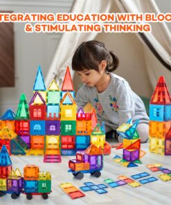 Children Hub 100pcs Magnetic Tiles Set - Educational 3D Magnet Building Blocks - Building Construction Toys for Kids - Upgraded Version with Strong Magnets - Creativity, Imagination, Inspiration 23 81vn0sCgSPL