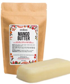 Better Shea Butter Raw Mango Butter - 100% Natural Mango Seed Butter - Skin and Hair Moisturizer - Use with Shea in DIY Whipped Body Butter, Mango Body Lotion, Lip Gloss and Soap Making, 8 oz Block Bar 8 Ounce (Pack of 1) 28 81vpxGfORSL