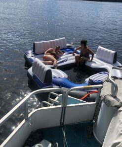 Intex Blue Tropic Inflatable 5 Person Raft or Swimming Pool Island Water Floating Lounger Raft with Backrests, Built in Cooler, and 4 Cupholders 34 81vq0ahh5WL