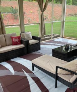 Stylish Camping 159125 9-feet by 12-feet Reversible Mat, Plastic Straw Rug, Large Floor Mat for Outdoors, RV, Patio, Backyard, Picnic, Beach, Camping (Burgundy) 9x12 Burgundy/Brown 16 81vqmfeG4zL