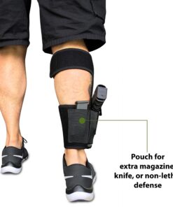 CONCEALED CARRIER (TM) Ankle Holster for Concealed Carry Pistol | Universal Leg Carry Gun Holster with Magazine Pouch for Glock 42, 43, 36, 26, S&W Bodyguard .380, 38, Ruger LCP, LC9, Sig Sauer 43 81vrO4nQ2eL