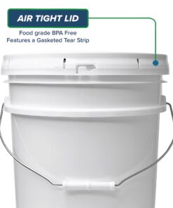 5 Gallon White Bucket & Lid - Durable 90 Mil All Purpose Pail - Food Grade - BPA Free Plasti (5 Gal. w/Lids - 6pk) 6 20 81vrOgTVjJL 1