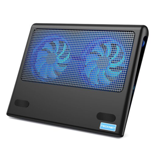 TECKNET Laptop Cooling Pad, 12"-15.6" Laptop Cooler, Gaming Cooling Pad Stand, Wind Speed Adjustable, 2 USB Powered Fans Cooling Pad for Laptop Within 16 Inch (Blue) Blue