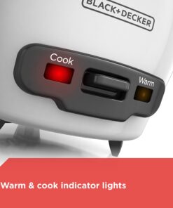 BLACK+DECKER Rice Cooker 14-Cup (Cooked) with Steaming Basket, Removable Non-Stick Bowl, White 19 81vvvSoCIML