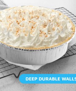 Alternative view of MontoPack 9” Round Aluminum Foil Pans with Clear Lids | Disposable Containers with Straight Walls for Storing, Baking, Meal Prep & Reheating | Freezer & Oven Safe, Recyclable | 40 Pack of Tins