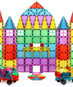 Magnet Build 100-Piece Extra Strong Magnetic Tiles Set - Magnets for Kids, 3D Tile Assorted Shapes & Colors, STEM Learning Toys for Ages 3+, Ideal Gift for Creative & Educational Play, Building Blocks 100Piece