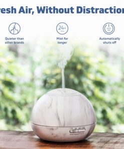 HATHASPACE Marble Essential Oil Aroma Diffuser, 350ml Aromatherapy Fragrance Diffuser & Ultrasonic Cool Mist Room Humidifier, 24+ Hour Capacity, 7-Color Mood Light, Intermittent Mode, BPA-Free (White) White 23 81vx7lCRvwL