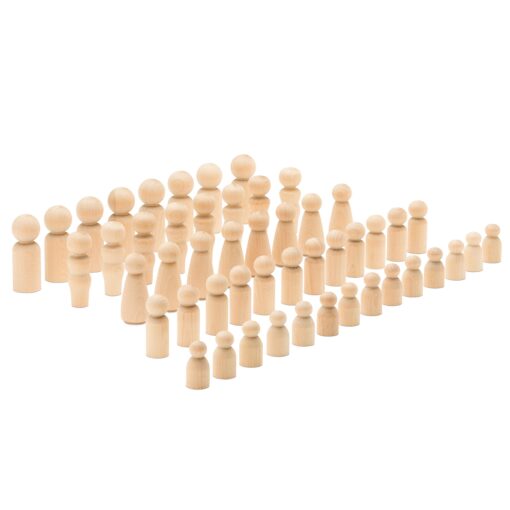 Wood Peg Doll Set, 50 Piece Wood Peg Family (Toy Peg People: Dad, Mom, Angel, Child, Baby) Unfinished for Crafts & Play, by Woodpeckers Complete Family Set - 50 Pieces Pack of 50