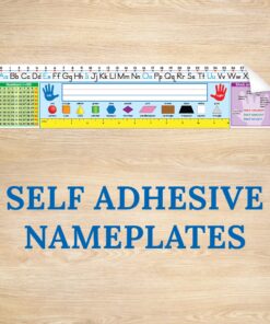 Carson Dellosa 30-Piece 17 1/2” x 4” Quick Stick Traditional Manuscript Name Tags for Classroom, Adhesive Name Plates for Student Desks, Classroom Name Tags With Ruler, Shapes, Numbers, and Alphabet 19 81w 69DiYHL