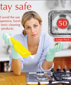 Alternative view of (50 Pack) Disposable Gas Burner Liners, Aluminum Foil Square Stove Burner Covers, Range Protectors, Stove Top Covers for Gas Burners, Foil Liners to Catch Grease & Food Spills 8.5x8.5 1