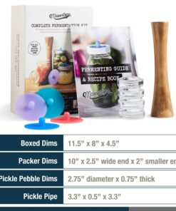 Masontops Complete Mason Jar Fermentation Kit - Pickle Kit, Sauerkraut Making Kit Kimchi Container - Fermentation Airlock Lids Wide Mouth Mason Jars 26 81w0HotdOL