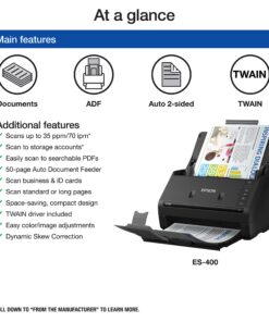 Epson WorkForce ES-400 Color Duplex Document Scanner for PC and Mac, Auto Document Feeder (ADF) 19 81w1UclbWaL