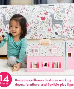 Melissa & Doug Fold and Go Wooden Dollhouse With 2 Dolls and Wooden Furniture,Multi,One Size 34 81w3eBtUGGL