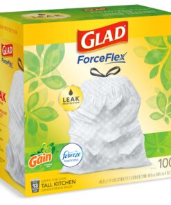 Glad ForceFlex Tall Kitchen Drawstring Trash Bags, 13 Gal, 100 Ct (Package May Vary) 39 81w3uT52e9L