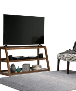Alternative view of SIMPLIHOME Sawhorse SOLID WOOD 48 Inch Wide Modern Industrial TV Media Stand in Medium Saddle Brown for TVs up to 55 Inches, For the Living Room and Entertainment Center