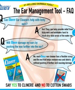 Clinere® Ear Cleaners, 10 Count Earwax Remover Tool Safely and Gently Cleaning Ear Canal at Home, Ear Wax Cleaner Tool, Itch Relief, Ear Wax Buildup, Works Instantly, Exfolimates, Earwax Cleaners. 10 Count (Pack of 1) White 32 81w8qacyUIL