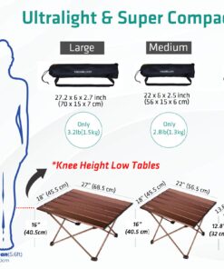 TREKOLOGY Medium Aluminum Camping Table Brown Foldable Portable 25 81w8y1wHitL