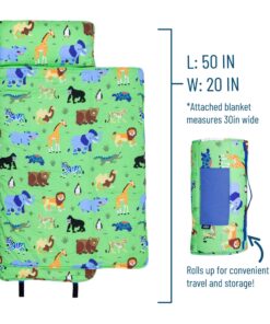 Wildkin Original Nap Mat with Reusable Pillow for Boys & Girls, Perfect for Elementary Daycare Sleepovers, Features Hook & Loop Fastener, Cotton Blend Materials Nap Mat for Kids (Wild Animals) Wild Animals 20 81wB MYhm3L