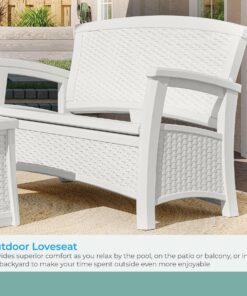 Suncast EMW8863250 Elements Loveseat with Storage-Lightweight, Resin, All-Weath, White 18 81wCnrT6lNL