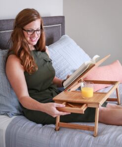 BIRDROCK HOME Bamboo Laptop Bed Tray with Multi-Position Adjustable Tilt Surface | Storage Drawer | Fits Laptops Up to 15" | Tablets Up to 9.6" | Natural | Work from Home | Computer Lap Tray 33 81wDB5xvrlL