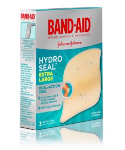 Band-Aid Brand Hydro Seal Adhesive Hydrocolloid Gel Bandages for Wound Care & Blister Relief, All Purpose Waterproof & Shower Proof Blister Pad, Sterile & Long-Lasting, Extra Large, 3 ct 3 Count (Pack of 1) 30 81wEGZc831L