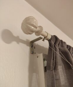 Kenney KN71604 Rachel Fluted Knob End Standard Decorative Window Curtain Rod, 28-48" Adjustable Length, Antique White Finish, 5/8" Diameter Steel Tube 28-48" 44 81wHDyD3LZL