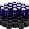 Vivaplex 24, Cobalt Blue, 2 ml (5/8 Dram) Glass Bottles, with Orifice Reducers and Black Caps