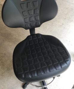 BenchPro Deluxe Polyurethane Chair With 18” Adjustable Footring and Heavy Nylon Base , 21"-31" Height Adjustment, 450 lbs Capacity Measures 18.5" width by 22"-32" height by 18" depth Black 27 81wNBhkSjEL