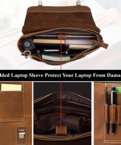 16" Messenger Bag For Men Genuine Leather Vintage Satchel Briefcases RFID Protection Computer Laptop Bag Hunter 34 81wPTuI3S1L