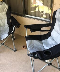KingCamp Oversized Camping Folding Chair, High Back Heavy Duty Lumbar Support Padded Camp Chair with Cup Holder, Portable for Outdoor, Sports, Picnic Black/Mediumgrey 1 PACK 39 81wPbsVHKZL