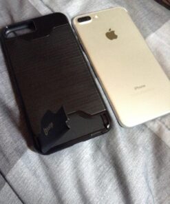 iPhone 7 Plus Case, Bastex Hybrid Slim Fit Black Rubber Silicone Cover Hard Plastic Black Brushed Metal Design Kickstand Case with Hidden Credit Card Slot for Apple iPhone 7 Plus 33 81wRDjIG ZL