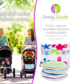 Washable Organic Bamboo Nursing Pads 8 Pack Colors (4 Pair) with Laundry Bag - Natural and Reusable, Ultra Soft, and Super Absorbent for The Ultimate Luxury Breast Pad - by Serenity Bamboo 12cm - Extra Thick Colors 19 81wRnrZ1m1L