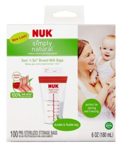 NUK Simply Natural Seal n' Go Breast Milk Bags, 100 CT 100 Count (Pack of 1) 27 81wU6nXwffL