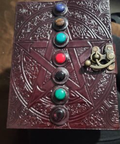 Leather Chakra Journal: Unlock Your Inner Magic with 7 Stones Celtic Notebook | Leather Bound Journal, Book of Shadows & Wiccan Gift | Diary with Lock for Witches, Goth Lovers, and D&D Enthusiasts Blank Paper 53 81wUOkE2fyL