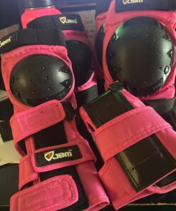 JBM Adult & Kids Knee Pads Elbow Pads Wrist Guards 3 in 1 Protective Gear Set for Skateboarding, Skating, Inline Skating, Roller Skating, Scooter, Biking and Multi-Sports Large (12+ years) Pink 27 81wUwHZxUL