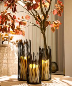 Set of 3 Metal Iron Candle Holder, Black Candlestick Modern Table Centerpiece for Indoor & Outdoor Decor, Dining Room, Home Decoration 28 81wWKpu8m6L