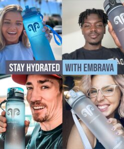Embrava Best Sports Water Bottle - 32oz Large - Fast Flow, Flip Top Leak Proof Lid w/One Click Open - Non-Toxic BPA Free & Eco-Friendly Plastic - For Men & Women Gray 38 81wYF41Q2vL 1