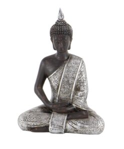 Alternative view of Deco 79 Polystone Buddha Sculpture with Engraved Carvings and Relief Detailing, 6" x 4" x 8", Black SMALL SIZE