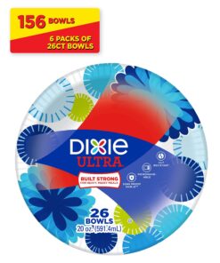 Dixie Ultra Disposable Paper Bowls, 20oz, Dinner or Lunch Size Printed Disposable Bowls, Packaging and Design May Vary, 26 Count (Pack of 6) White 24 81wZs W 4kL