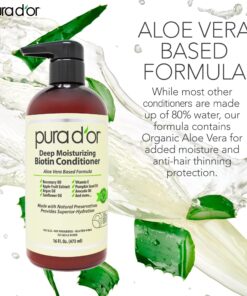 PURA D'OR Deep Moisturizing Biotin Conditioner (16oz) Thickens, Softens, & Moisturizes Dry, Frizzy, Damaged Hair w/Argan Oil, Pumpkin, Rosemary, Honeysuckle, Vitamin E, Men Women (Packaging may vary) 16 Fl Oz (Pack of 1) 24 81wckO3h87L