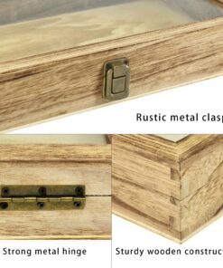 MOOCA Jewelry Display Case with Tempered Glass Lid and Metal Clasp, Home Organization Storage Box, 15 W x 8 1/2 D x 2 H in, Oak Color 14 81wfnCrpTnL