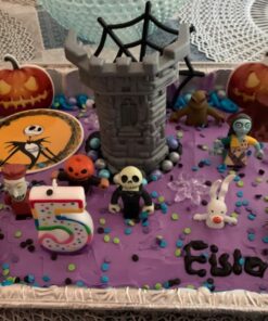 Nightmare Before Christmas 17 Piece Birthday Cake Topper Set Featuring 2" to 3" Cake Topper Figures of Lock, Shock, Zero, Jack Skellington, Sally, Barrel and Other Decorative Themed Accessories 29 81wgTdE3F8L