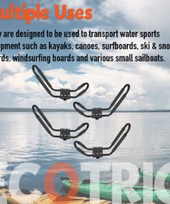 Alternative view of ECOTRIC Kayak Roof Rack J-Bar Rack HD Universal Kayak Carrier Holder Canoe Boat Surf Ski Board Roof Top Mounted on Crossbar for Car SUV Truck Set of 4