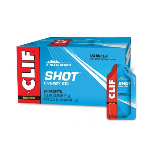 CLIF SHOT - Energy Gels - Vanilla Flavor - Non-GMO - Non-Caffeinated - Fast Carbs for Energy - High Performance & Endurance - Fast Fuel for Cycling and Running (1.2 Ounce Packet, 24 Count)