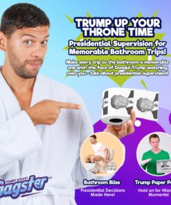 Gagster Donald Trump Toilet Paper Roll - 3 Ply Funny Novelty Bathroom Tissue Gag - 200 Sheets Per Roll - Joke Gifts - Prank Gift for Adults Black and White Printed Sheets - Make Your Butt Laugh Trump Black & White 15 81wkHuy8T9L