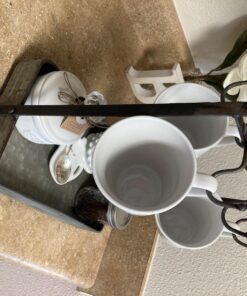 Benzara BM177866 Rustic Galvanized Metal Crockery Holder with Cup Hooks, Gray 32 81wkuCLFd5L