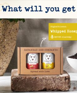 Whipped Honey Gift Set by Savannah Bee - Creamy, Smooth, Spreadable and absolutely Delicious - 100% Natural and Pure Honey - 12 Oz (Original & Lemon) Original & Lemon 9 81wkzcHGYnL