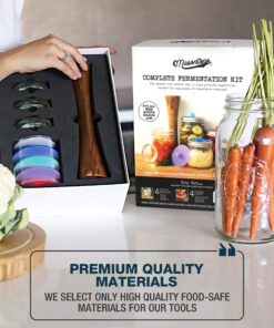 Masontops Complete Mason Jar Fermentation Kit - Pickle Kit, Sauerkraut Making Kit Kimchi Container - Fermentation Airlock Lids Wide Mouth Mason Jars 25 81wlvEhu4L